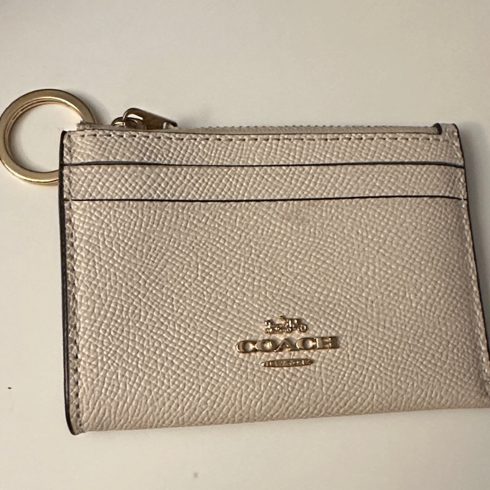 Coach Beige Leather Keychain Pouch